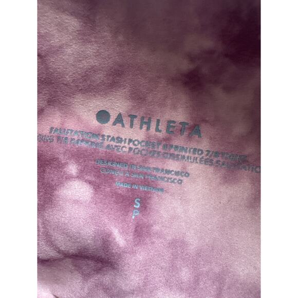 Athleta Salutation Stash Pocket II Tie Dye 7/8 Tight Leggings Red Women's Size S - Picture 3 of 7